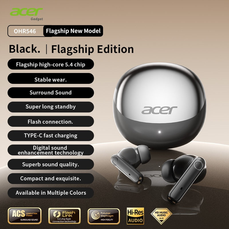 Auriculares Bluetooth | [Acer OHR546] Auriculares inalámbricos TWS: con cancelación de ruido para llamadas, deportes y correr, diseño