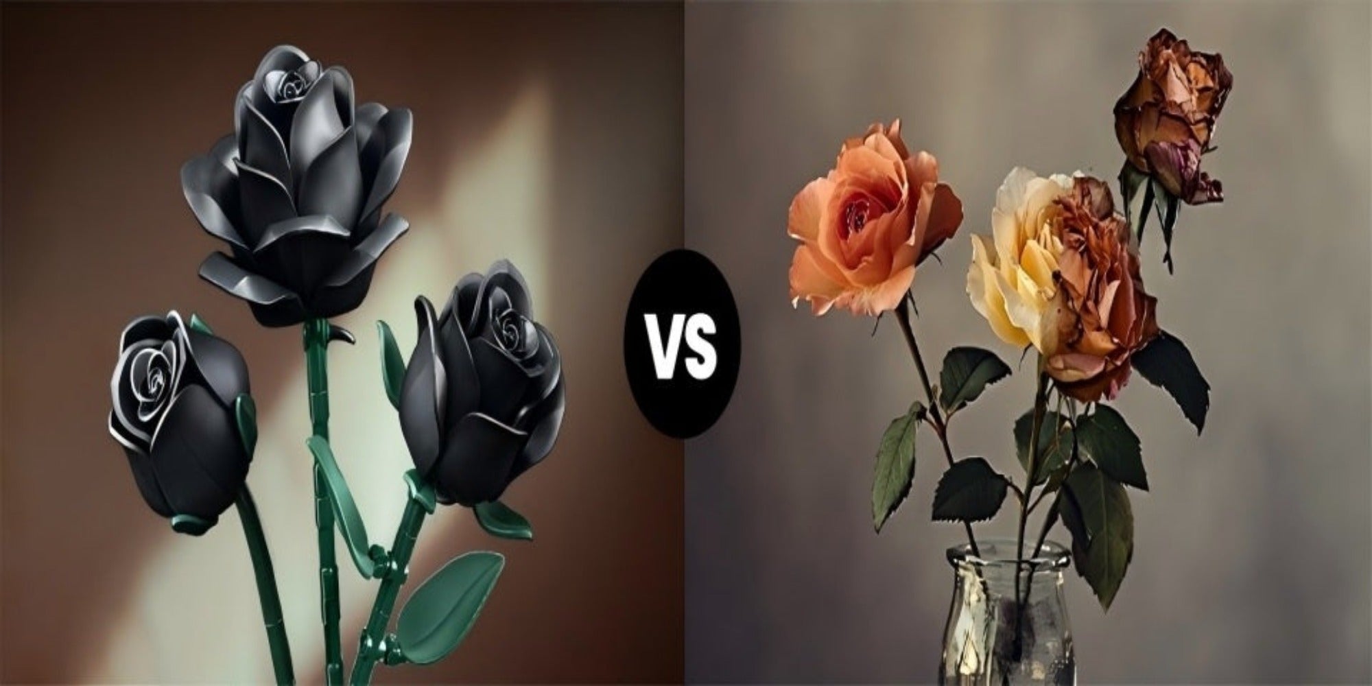 Adornos góticos de escritorio - Serie oscura ramo de rosas negras flores sintéticas rompecabezas DIY pieza decorativa - Rosa adecuada como regalo de cumpleaños figuras coleccionables