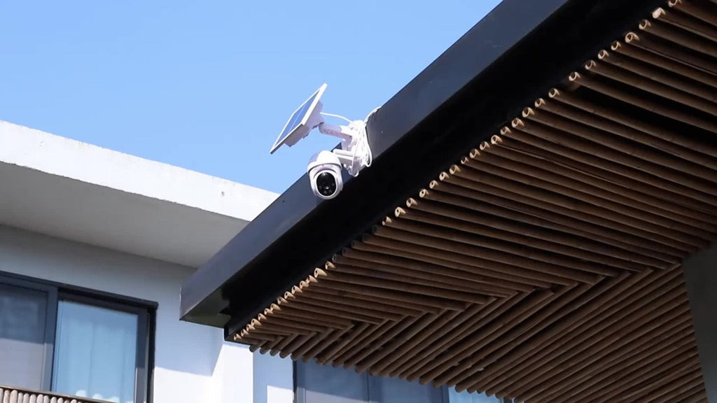 Cámara de seguridad exterior XIAOVV P6, sistema de vigilancia sin varillas WiFi con visión nocturna HD 1080P, audio bidireccional, alertas de detección de movimiento, panel solar, adecuada para CCTV empresarial, con aplicación y montaje en pared