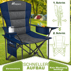 TRESKO® Silla de Camping Plegable hasta 200Kg | Silla Plegable con Bolsa Nevera, Portavasos y Bolsillo Lateral | Silla XXL Plegable Incluye Bolsa de Transporte | Silla de Pesca Acolchada para Exterior, Pesca, Festival y Jardín