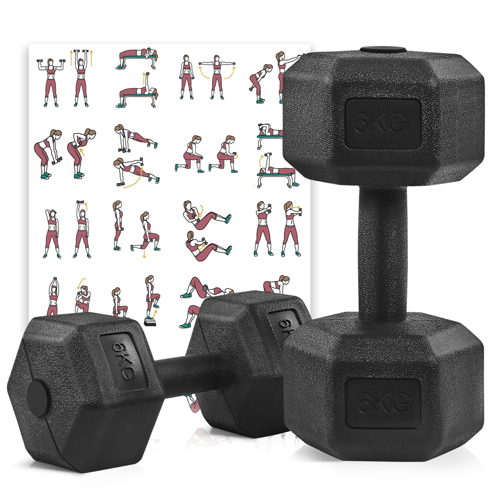 Juego de 2 Mancuernas Costoffs, Mancuernas de Hierro Fundido Hexagonales para Aeróbica, Gimnasia y Entrenamiento de Fitness