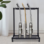 Soporte de Guitarra Multifunción 3 Plegado, Soporte para Múltiples Guitarras, Soporte Portátil Negro para Guitarra, Soporte de Exhibición Negro para Guitarra y Bajo, Estudio y Hogar (3 Guitarras)