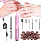 Juego de Taladro Eléctrico para Uñas con 20,000 RPM, Alimentado por USB, Incluye Anillos de Molienda y Cabezales de Repuesto, Ideal para Arte de Uñas de Salón y Entusiastas del Nail Art (Rosa/Dorado)