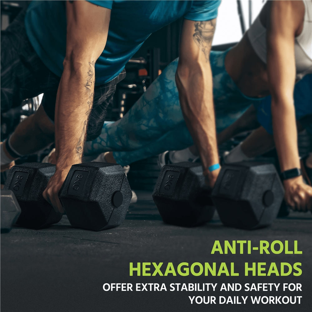 Juego de 2 Mancuernas Costoffs, Mancuernas de Hierro Fundido Hexagonales para Aeróbica, Gimnasia y Entrenamiento de Fitness