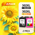 Cartuchos de tinta 302XL compatibles con tinta de impresora 302 negra y tinta de impresora tricolor. Los cartuchos de tinta 302 funcionan con las impresoras Deskjet 1110, 1111, 1112, 2130, 2131, 2132, 2133, 2134, 2136, 3630, 3632, 3633, 3634, 3636, 3637,