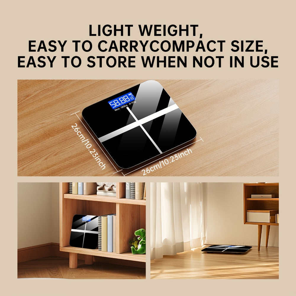 Báscula Electrónica de Peso, Báscula Digital para Baño de 179,62 kg, Báscula de Alta Precisión con Pantalla LCD de Alta Definición y Visualización de Temperatura (Intercambiable entre KG y Escala), Plataforma Ultra Ancha, Pesaje Electrónico de Alta Precis