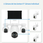 Cámara de seguridad exterior de 8MP con sistema PTZ de triple lente, /inclinación de 355°, detección humana PIR, audio bidireccional, visión nocturna a todo color, cámara WiFi adecuada para vigilancia empresarial, aplicación y notificaciones de alarma