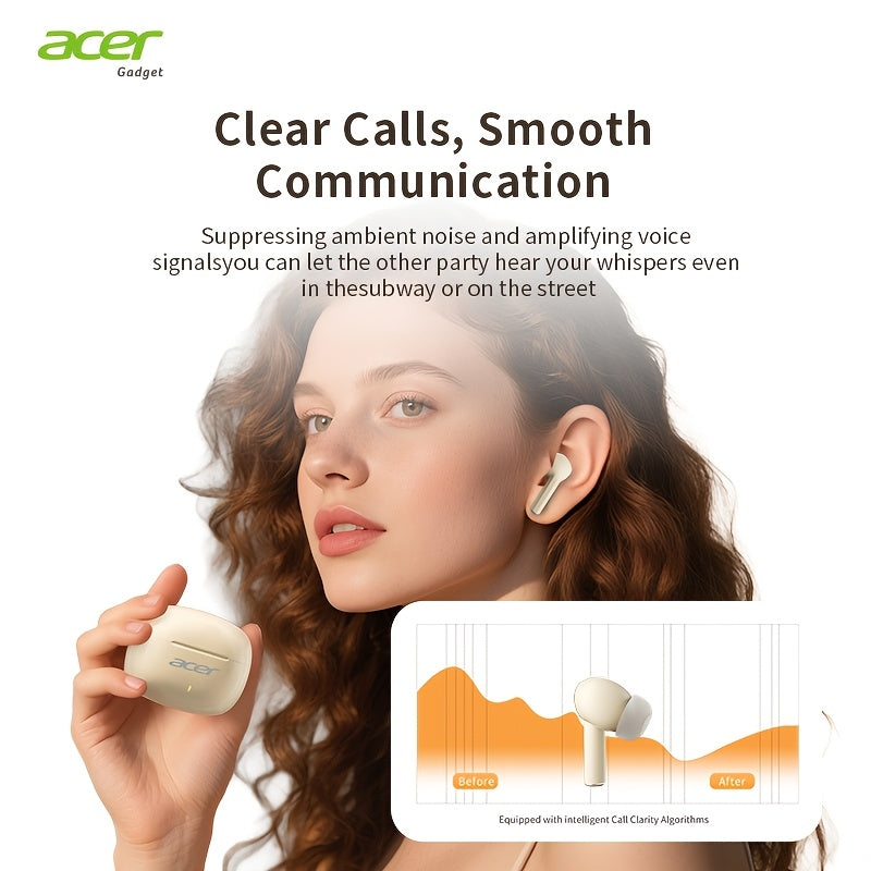 Auriculares Bluetooth | [Producto Oficial Acer] Auriculares Intrauditivos Inalámbricos TWS | Estéreo con Graves Profundos | Baja Latencia para