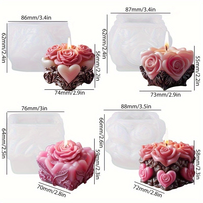 Juego de 4 moldes para velas con forma de rosa - Crea velas fragantes y llamativas para decorar, resina epoxi y arcilla - ¡Regalo ideal para entusiastas!