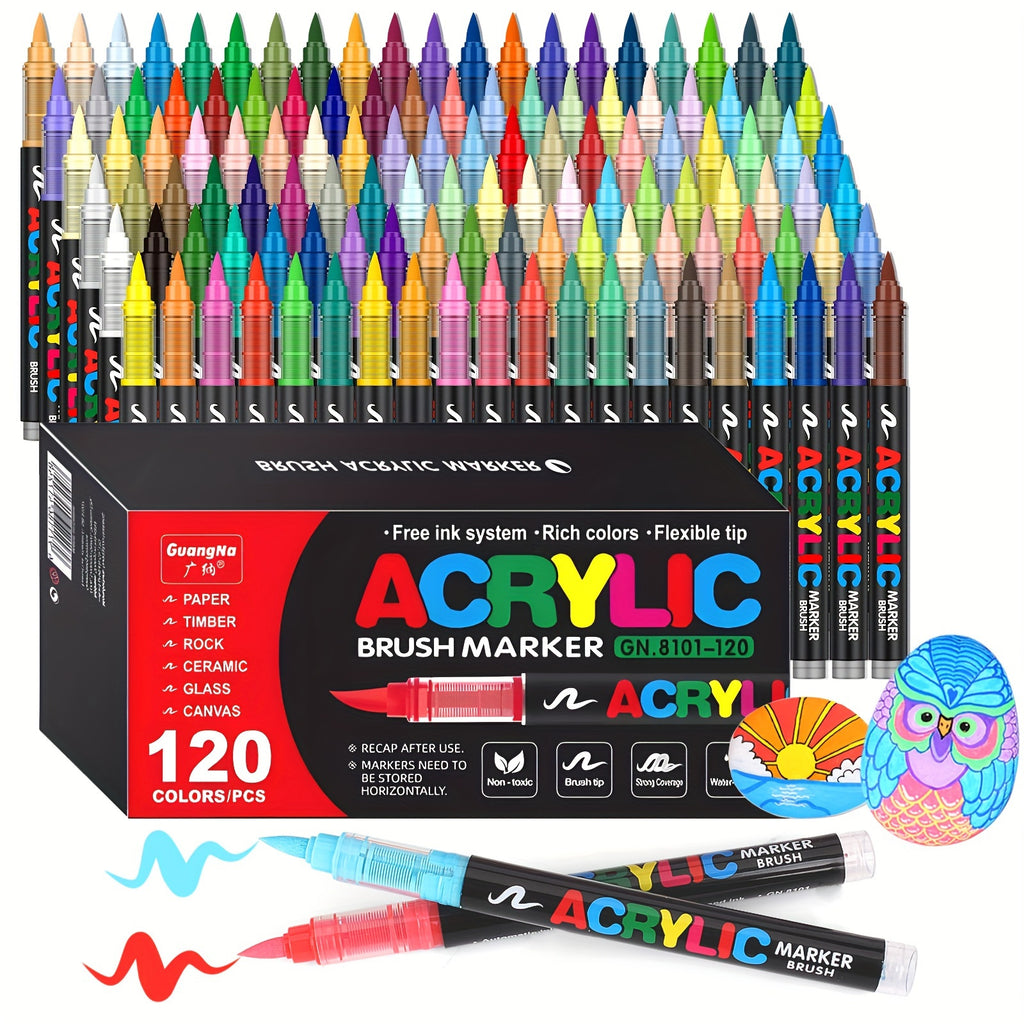 Pintura acrílica | Set de 120 Marcadores de Pintura Acrílica, 3ª Generación, con un Gran Flujo de Tinta, Color Consistente, Inodoros, Escritura
