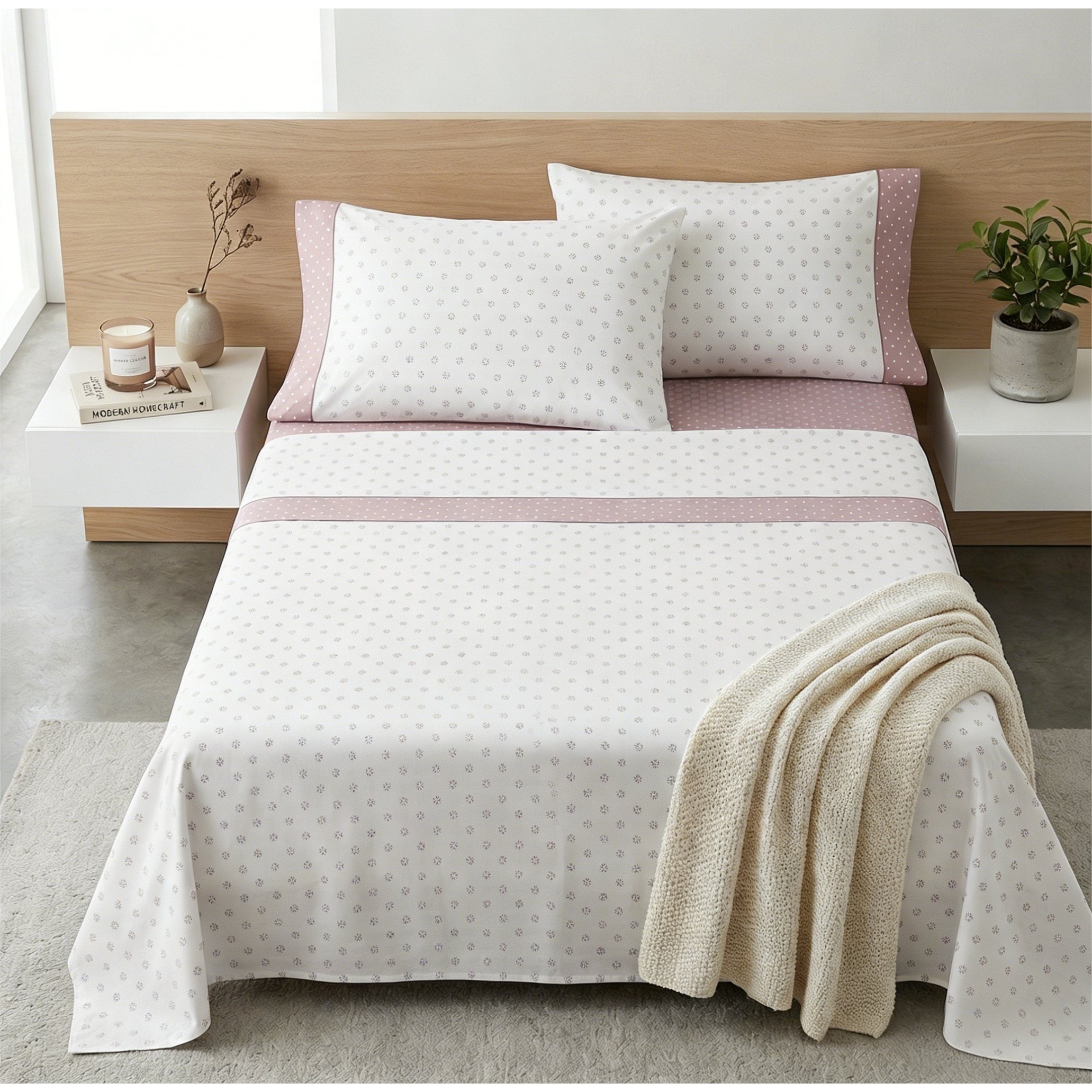 Juego de cama de 3/4 piezas apto para todas las estaciones, que incluye una sábana, una sábana ajustable y fundas de almohada. Medidas: 90 cm, 105 cm, 135 cm, 150 cm y 180 cm