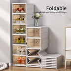Contenedores de almacenamiento de zapatos de seis niveles, organizador de zapatos de plástico, plegable y apilable, ideal para armarios y entradas, organizador de almacenamiento de zapatos - No necesita ensamblaje, organizador de zapatos de varios niveles