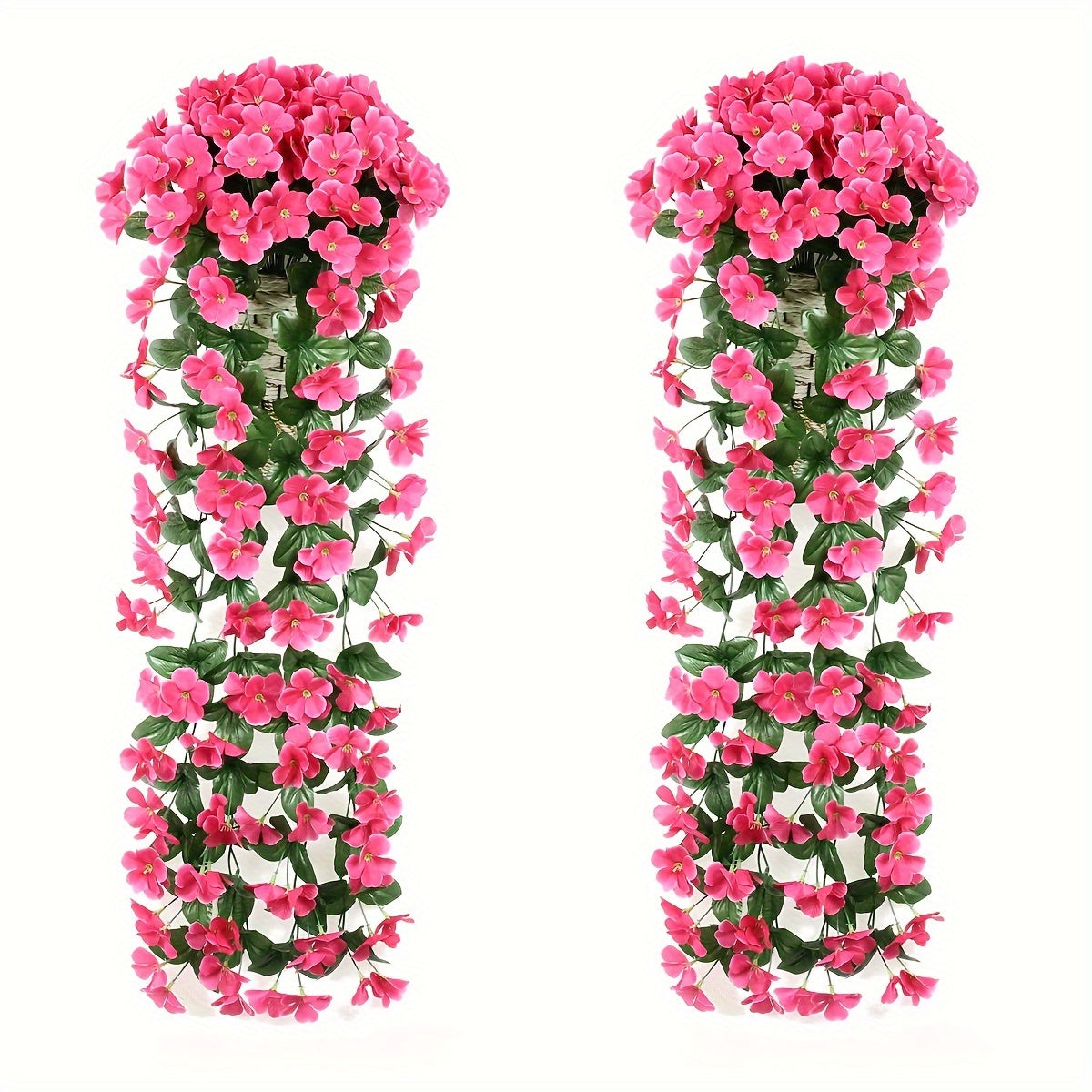 2 piezas de flores colgantes, flores colgantes de simulación artificial en 10 colores con flores exuberantes, resistentes a los rayos UV, plantas artificiales realistas, adecuadas para la decoración de jardines, oficinas y hogares al aire libre, ideales p