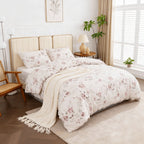 Juego de cama 4 piezas con funda elástica, (Funda de Edredón + Funda Protectora de Colchón + 1/2 Fundas de Almohada), Juego de Funda de Edredón 3-4 Piezas Estilo Nórdico de Color Sólido/Estampado, Ajustable para Camas de 90/105/135/150/180 cm, Regalo Navi