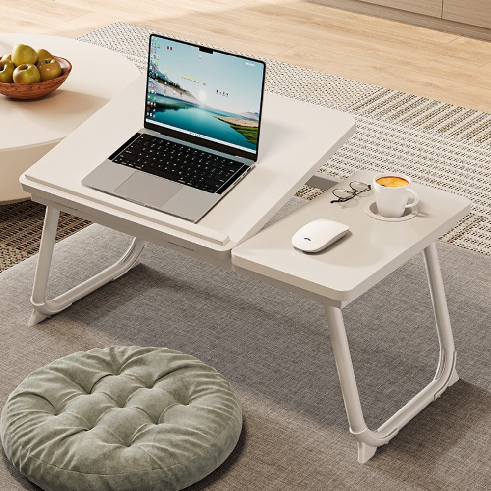Mesa plegable para cama y sofá con altura ajustable de 5 niveles, bandeja con superficie ajustable y portavasos, mesa pequeña multifunción para ordenador, libros, trabajo y estudio en casa (56x32x25cm)