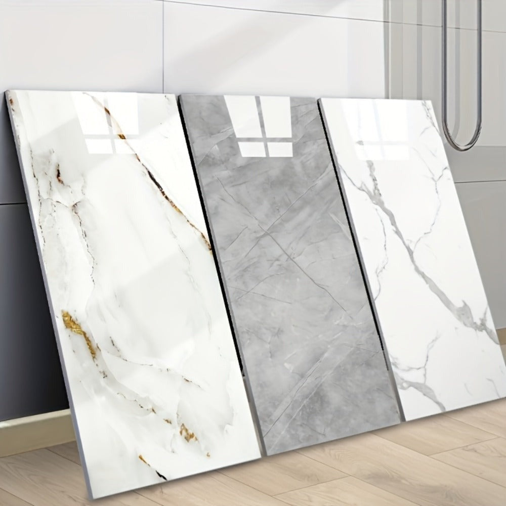 50/20/10 piezas Azulejos de pared autoadhesivos con efecto mármol, Adhesivos de pared de espuma de vinilo, Papel tapiz mural con patrón dorado fácil, Fácil de limpiar y cortar, Adhesivos de pared duraderos, para renovación de baño, sala de estar, cocina,