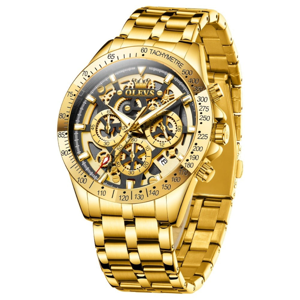 Reloj OLEVS para Hombres Relojes de Acero Inoxidable Lujo Cronógrafo Multifunción con Fecha Clásico Reloj de Negocios para Hombres Regalo para Hombres