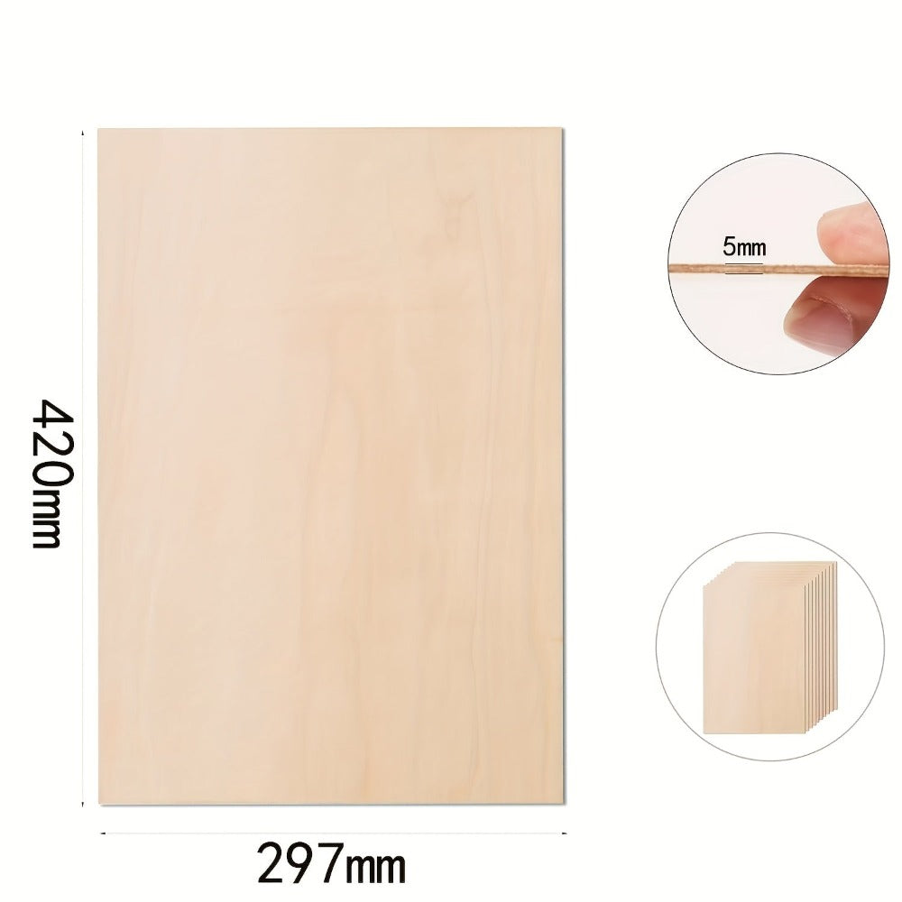 Dofiki 6/15 piezas de contrachapado de tilo 420x297x5mm, tabla de madera A3 hecha a mano, contrachapado de tilo de 5mm, adecuada para proyectos láser, pintura, modelos de bricolaje y manualidades