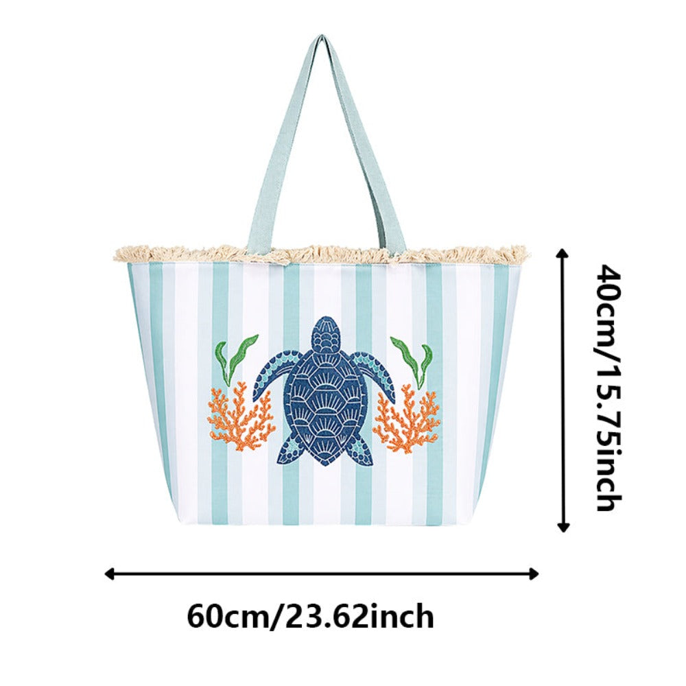 Bolso Tote de playa con estampado de animales marinos, bolso de gran capacidad para mujer, bolso bandolera, ideal para playa, piscina, viajes y uso diario