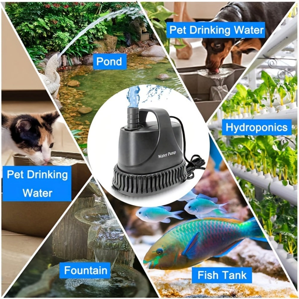 Bomba de agua sumergible de 211 GPH, bomba para fuente de agua de 15 W, bomba para acuario, bomba de agua de 800 L/H con cable de alimentación de 213.36 cm para fuente de jardín, mesa de agua, cascada, pecera, estanque, hidroponía, sin batería
