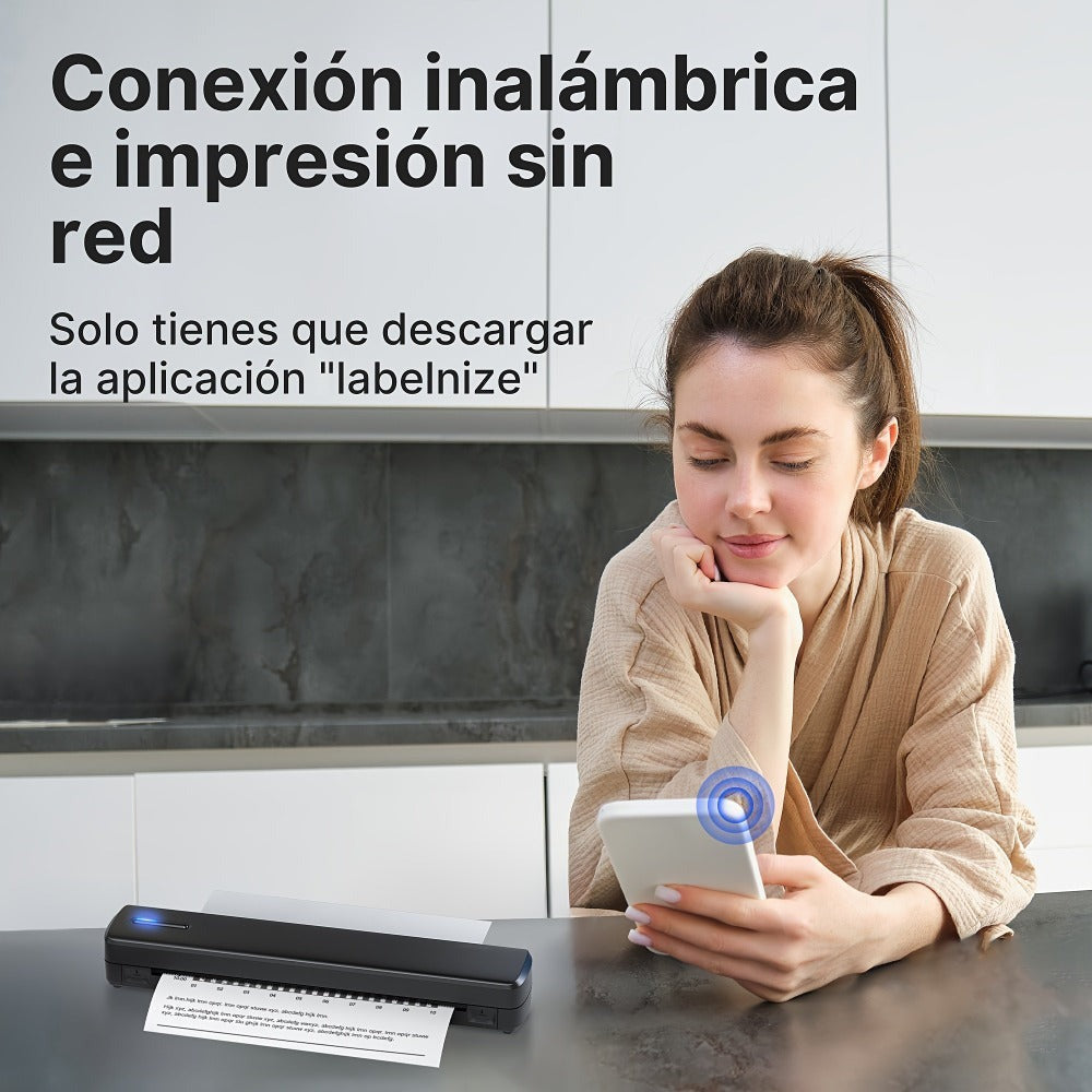 Impresora portátil sin tinta D810B, impresora inalámbrica de viaje, máquina térmica para tatuajes, compatible con papel térmico A4 y carta estadounidense, compatible con teléfonos móviles y portátiles, adecuada para negocios, viajes, oficina y hogar
