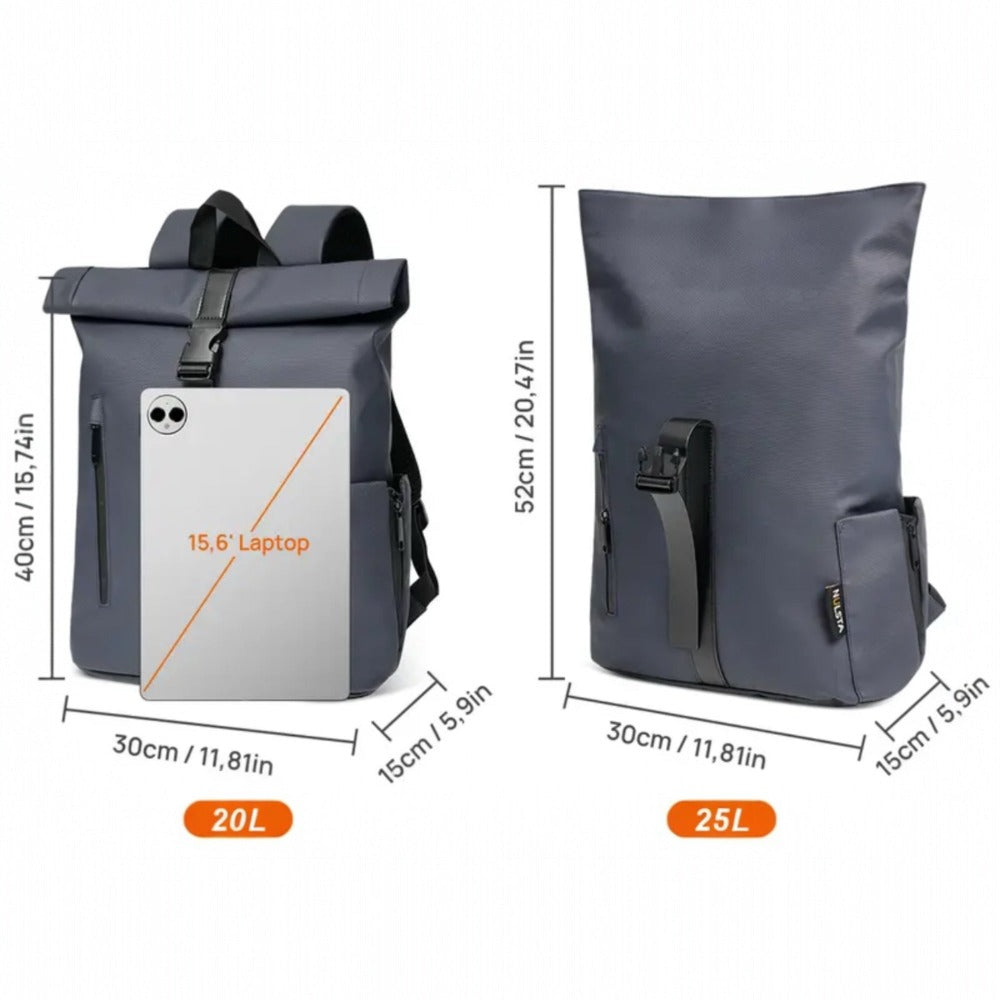 Mochila Enrollable para Hombre, Mochila Mujer para Portátil 15.6 Pulgadas, Moquera de Viaje Ligera para Hombre y Mujer de 21-25L, Bolso Escolar con Múltiples Compartimentos, Mochila Duradera de Capa Suave para Deportes al Aire Libre, Trabajo.
