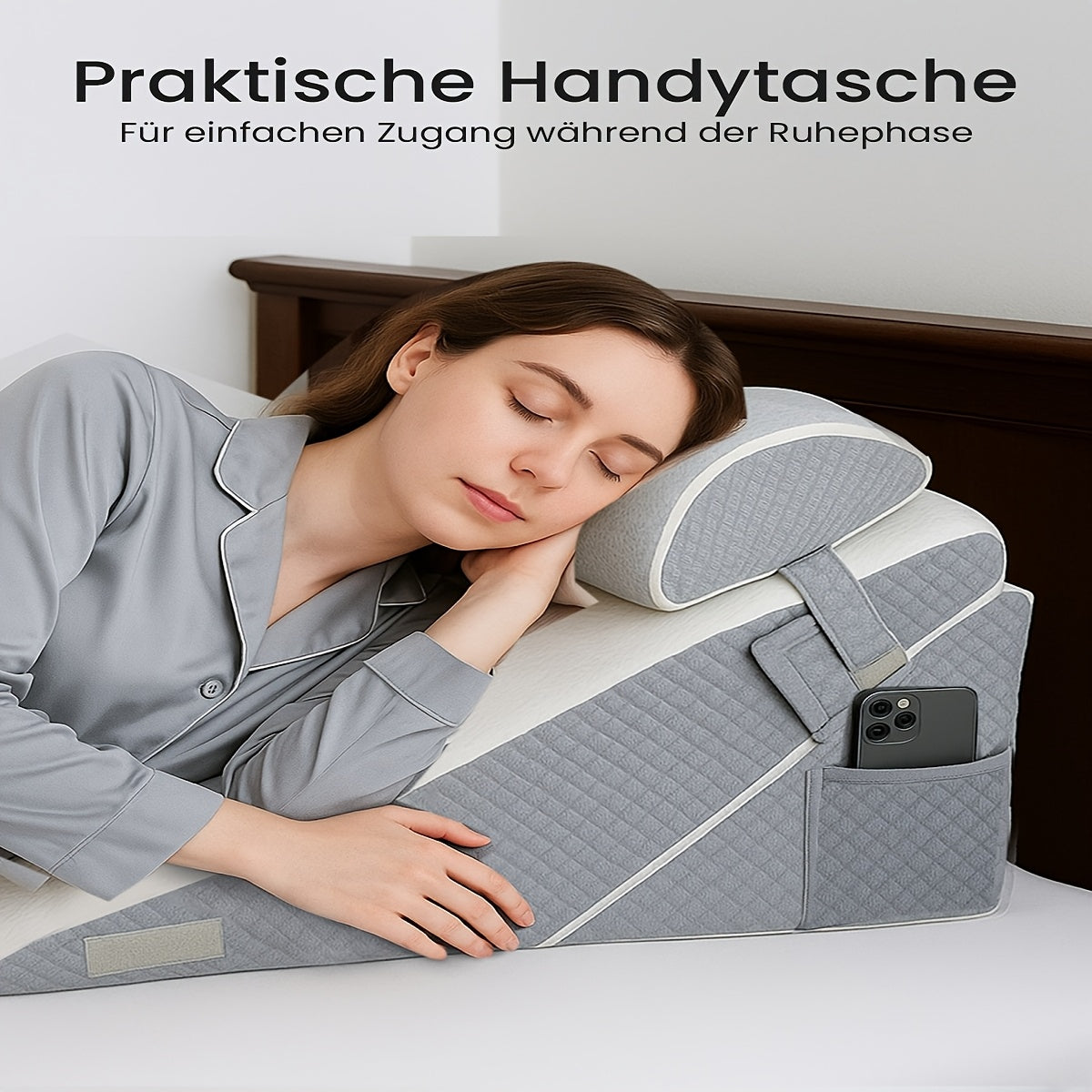 Almohada de Cuña Ajustable para Reflujo Ácido y Apnea del Sueño - Cama y Sofá con Soporte para Cabeza/Piernas y Espalda para ERGE, Ronquidos, Noches - Almohadas de Espuma de Alta Densidad para Leer y Ver TV