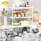 Estantería de cocina extensible para 1pc/2pcs, estante dorado para almacenamiento de especias, adecuado para encimeras de cocina, despensa, armarios, refrigerador ()