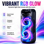 Sistema de altavoz de karaoke portátil Bluetooth, subwoofer dual de 3 pulgadas con graves profundos, luces de fiesta LED, radio FM, estéreo sin varillas TWS, altavoz PA de alto volumen, altavoz Bluetooth para exteriores para fiestas de verano, camping, pl