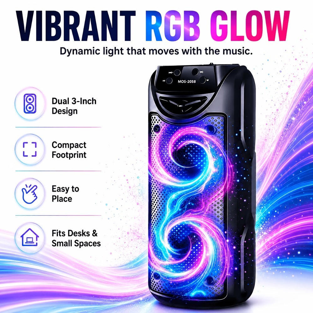 Sistema de altavoz de karaoke portátil Bluetooth, subwoofer dual de 3 pulgadas con graves profundos, luces de fiesta LED, radio FM, estéreo sin varillas TWS, altavoz PA de alto volumen, altavoz Bluetooth para exteriores para fiestas de verano, camping, pl