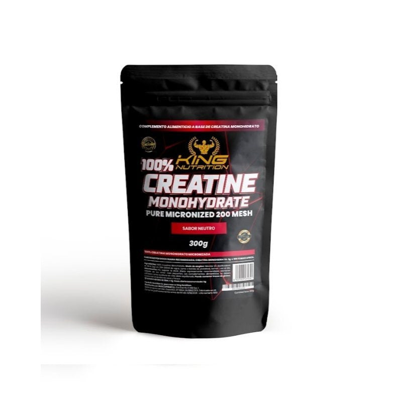 King Nutrition Creatina Monohidrato 100% Pura | 300GR | 100 Tomas | Micronizada 200Mesh Sin Sabor | No-gmo | Vegano | Sin Lactosa | Incluye Dosificador