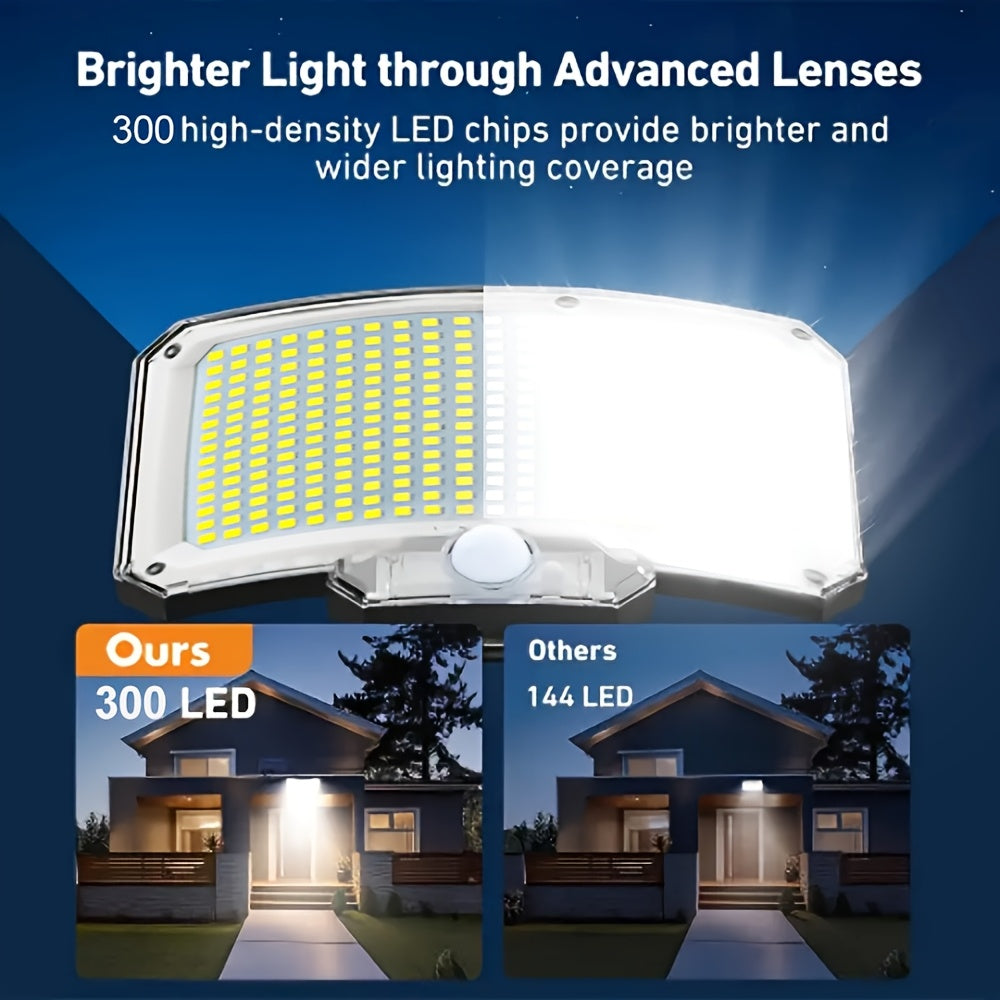 Luz solar LED con sensor de movimiento 4 piezas | Para jardín, patio, garaje y seguridad exterior
