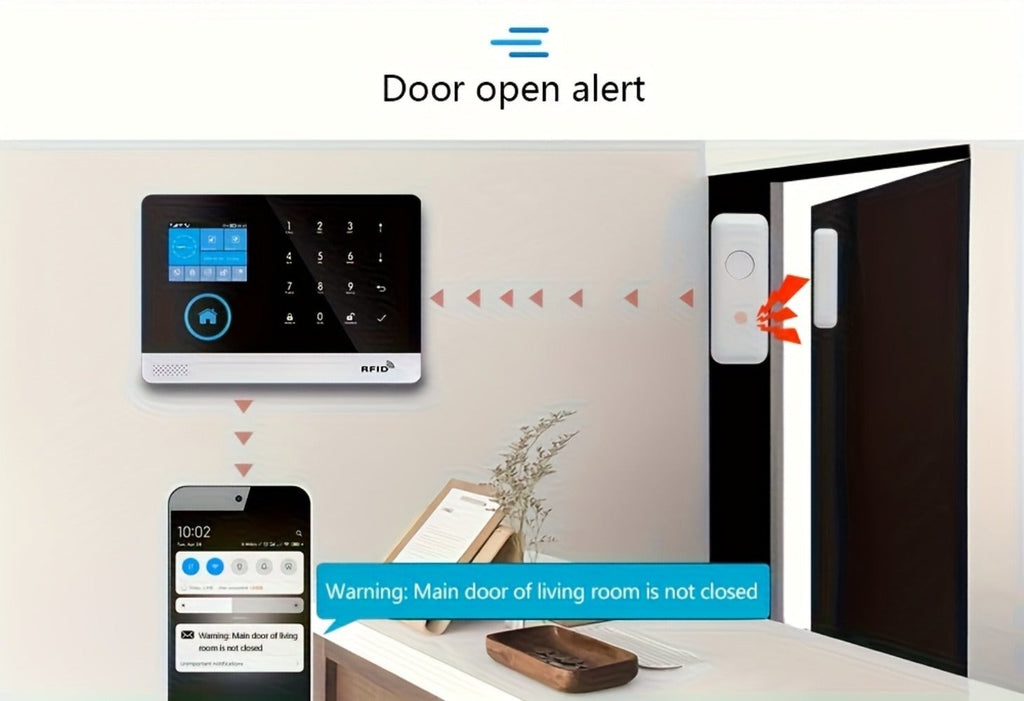 Sistema de alarma PGST para seguridad del hogar, kit de alarma DIY WiFi+GSM 2G con alerta por aplicación de teléfono, sensor de puerta/ventana, control remoto, compatible con Alexa y Google para casa, apartamento