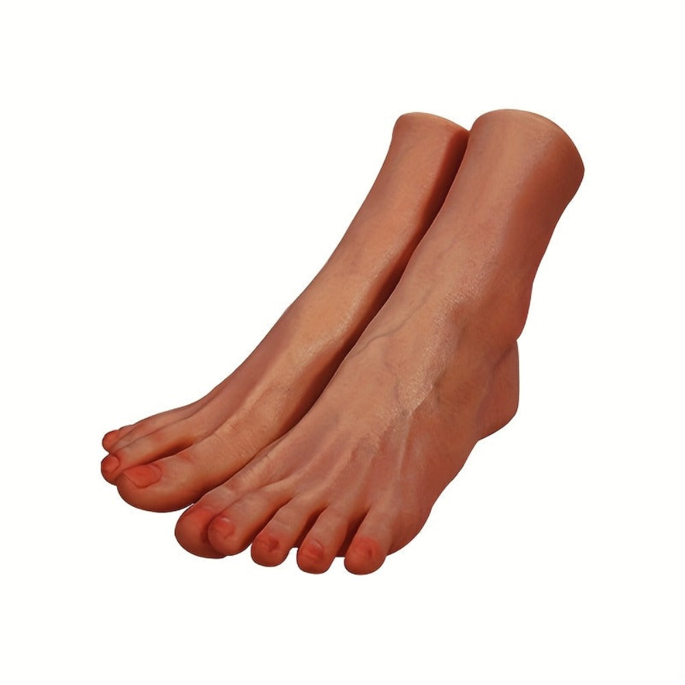 Modelo de Pie Artificial Realista con Dedos Activos Independientes - Textura Suave en Beige Claro y Estructura Esquelética Anatómica, Pies de Resina a Tamaño Real con Movimiento Independiente de Dedos, Ideal para Práctica de Uñas, Entrenamiento de Masajes