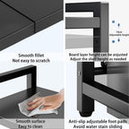 Estante de microondas expandible de 3 niveles, con 4 ganchos, ancho y altura ajustables, organizador de encimera de cocina, estantes de almacenamiento para ollas, sartenes y parrillas, ancho 40-64cm, negro, estante de pie