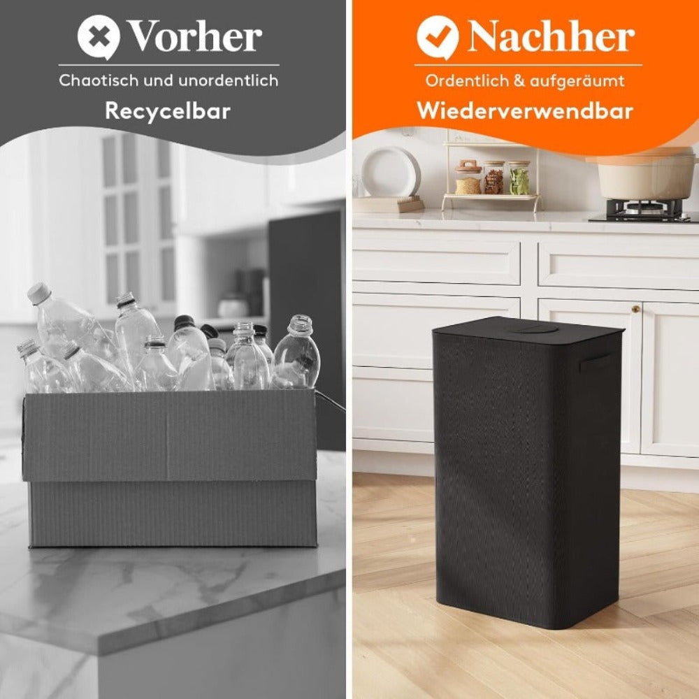 Contenedor Plegable de Lona para Botellas de Depósito de 100L con Tapa - Cubo de Residuos Rectangular de Gran Capacidad para Cocina, Hogar y Oficina - Almacenamiento Duradero en para Botellas Vacías de Vidrio y Plástico, Contenedores de Reciclaje