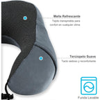 Una Almohada Cervical Ergonómica en Forma de U con Bolsa de Almacenamiento, Espuma de Memoria con Tecnología de Rebote Lento, Funda Lavable a Máquina, Ligera y Portátil para Avión, Oficina y Hogar, Apoya Cuello y Cabeza, Ideal para Siestas, Lectura y Ver
