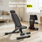 Banco de pesas versátil, banco de ejercicios plegable con una capacidad de carga de 299.37 KG, soporte mejorado para cabeza, cuello y columna vertebral, posiciones de inclinación, declinación y plana ajustables para entrenamiento de fuerza en el gimnasio