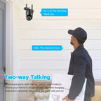 Cámara de seguridad PTZ para exterior de 1080P con enlace de doble lente, cámara inalámbrica, vista de 360°, seguimiento automático, detección humana, alarma de luz, visión nocturna en color, WiFi 2.4G, grabación 24/7, audio bidireccional