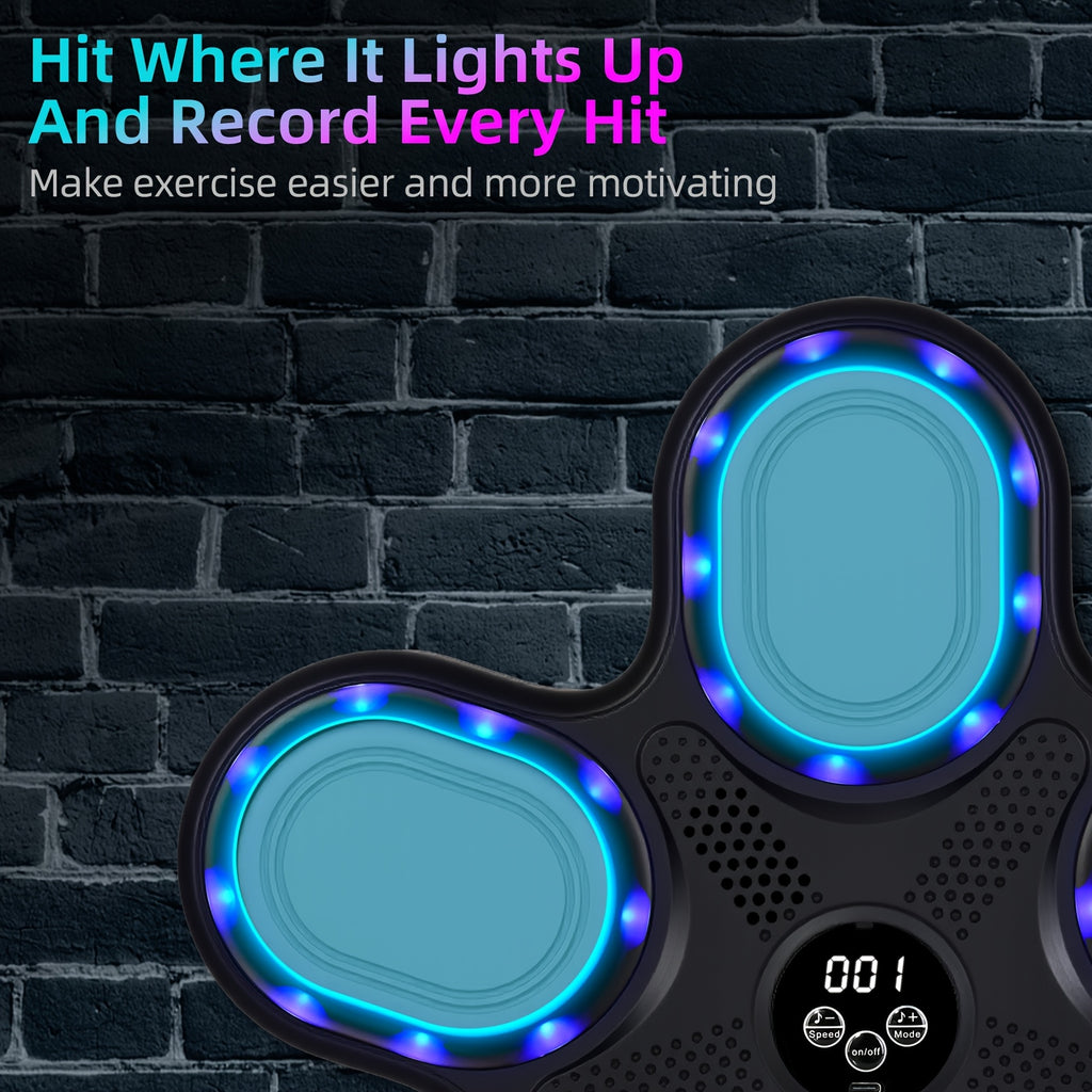 Máquina de Boxeo Musical Interactiva con Guantes, Carga USB, Material PE - Equipo de Entrenamiento en Casa y Reflejos para Adultos, Montaje en Pared, Negro