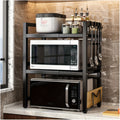 Estante para Microondas de 3 Niveles Extensible con 6 Ganchos, Estante de Cocina, Organizador de Especias, Organizador de Gabinete para Cocinas, , Extensible de 40 a 64 cm