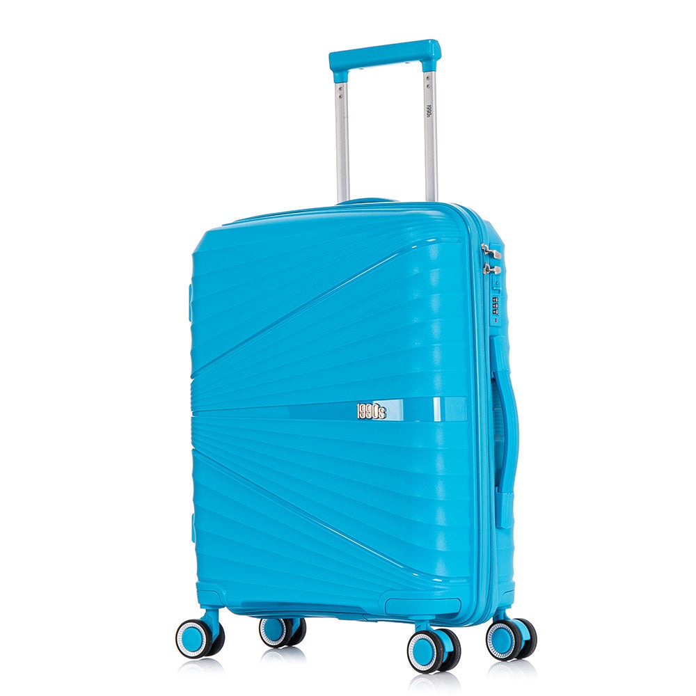 Maleta de cabina de 55x39x21.5cm (46L) de polipropileno - Candado incrustado - 20 pulgadas - RK06 Choco Azul Marino