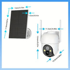 4 cámaras de seguridad de visión nocturna a color Laxihub, cámara de video PTZ Wifi, audio bidireccional, cámara de seguridad inalámbrica inteligente para el hogar con seguimiento de movimiento, alimentada por energía solar, monitoreo exterior y detección