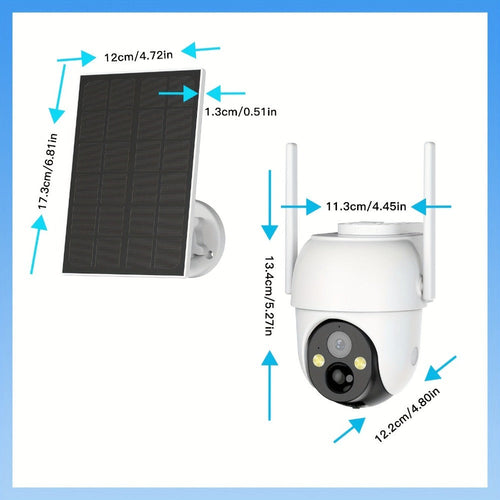 4 cámaras de seguridad de visión nocturna a color Laxihub, cámara de video PTZ Wifi, audio bidireccional, cámara de seguridad inalámbrica inteligente para el hogar con seguimiento de movimiento, alimentada por energía solar, monitoreo exterior y detección