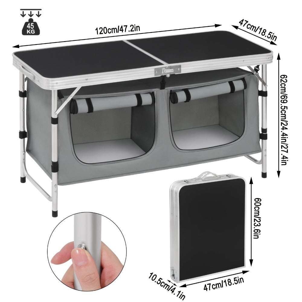 1pc Mesa Plegable Ligera para Exteriores con Bolsa de Transporte, Tamaño 56x46x40cm, Ideal para Camping, Senderismo, Picnic, Jardín, Balcón y Más Escenarios