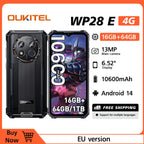 OUKITEL WP28E (2024) Móvil - 16GB RAM+64GB ROM (TF 1TB) Teléfono Movil Android 14 10600mAh, Movil 6.52 HD Pulgadas, Cámara 13MP+ 5MP, 4G Dual SIM/OTG/IP68/IP69K/GPS/NFC