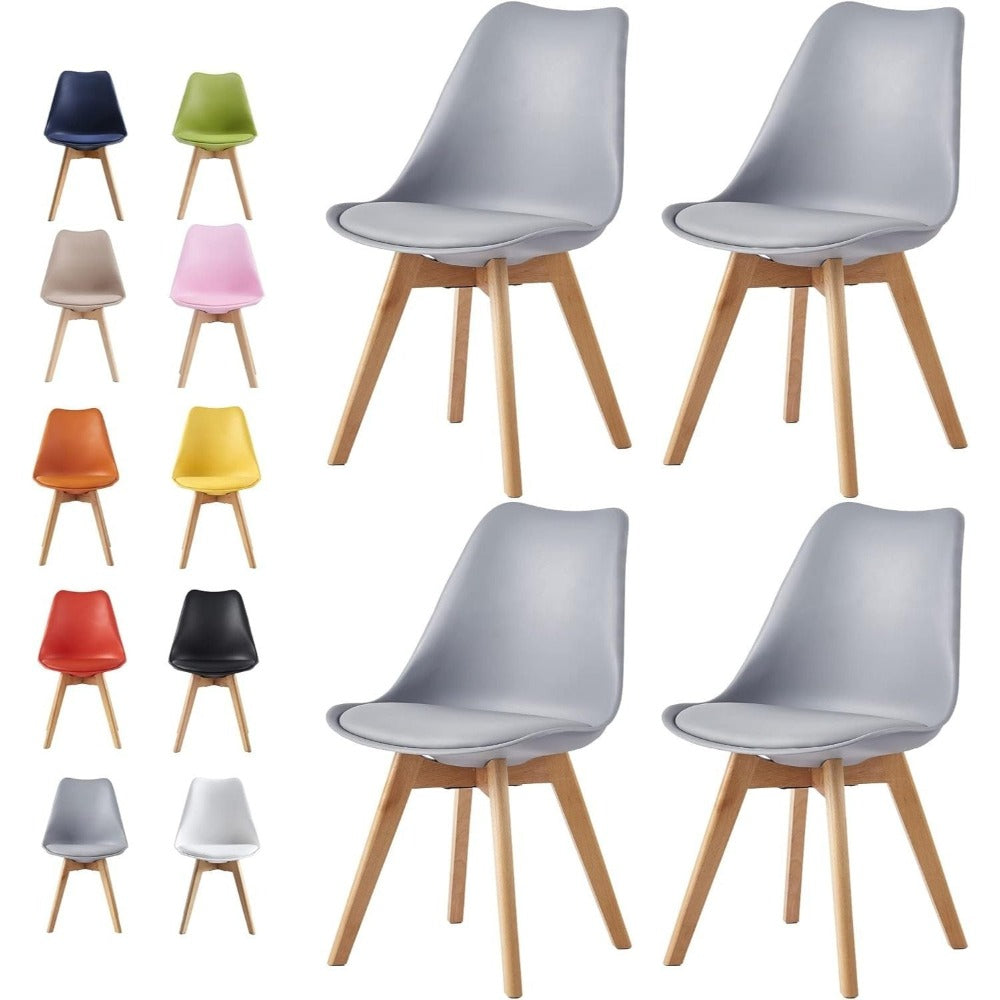Sillas de comedor MCC Direct en juego de 4 piezas, sillas de cocina, sillas de oficina, silla de concha de diseño, "Eva" disponible en 7 colores de moda