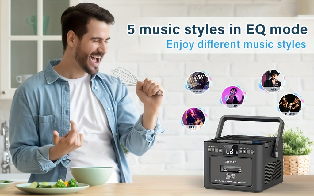 Reproductor portátil de CD y casete para música, radio y grabación