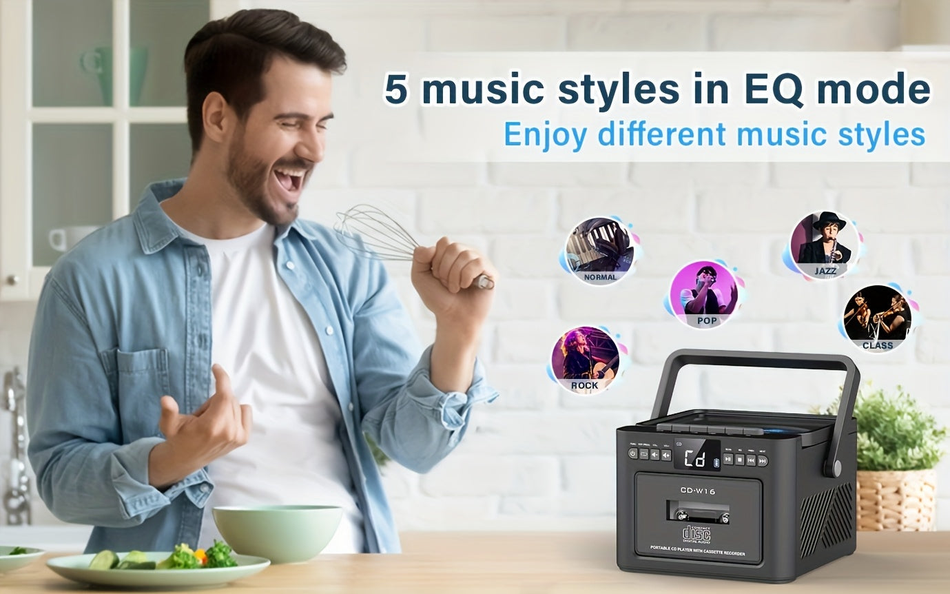Reproductor portátil de CD y casete para música, radio y grabación