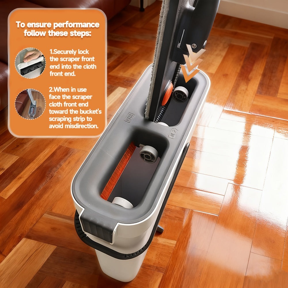 1 Juego, Set de Fregona y Cubo con 6 Paños, Herramienta de Limpieza para el Hogar, Adecuado para Sala de Estar, Dormitorio, Cocina, Baño, Inodoro, Set de Limpieza de Fregona y Cubo Comercial, ¡Aprovecha para la Limpieza de Navidad! ¡Regalos de Navidad, Re